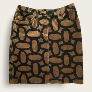 Boden Brown & Black Geometric Print Velveteen Skirt Size 4